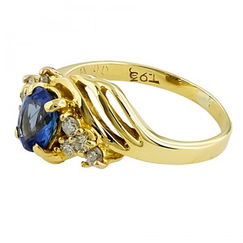 18ct Gold Sapphire/Diamond Cluster Ring Size I